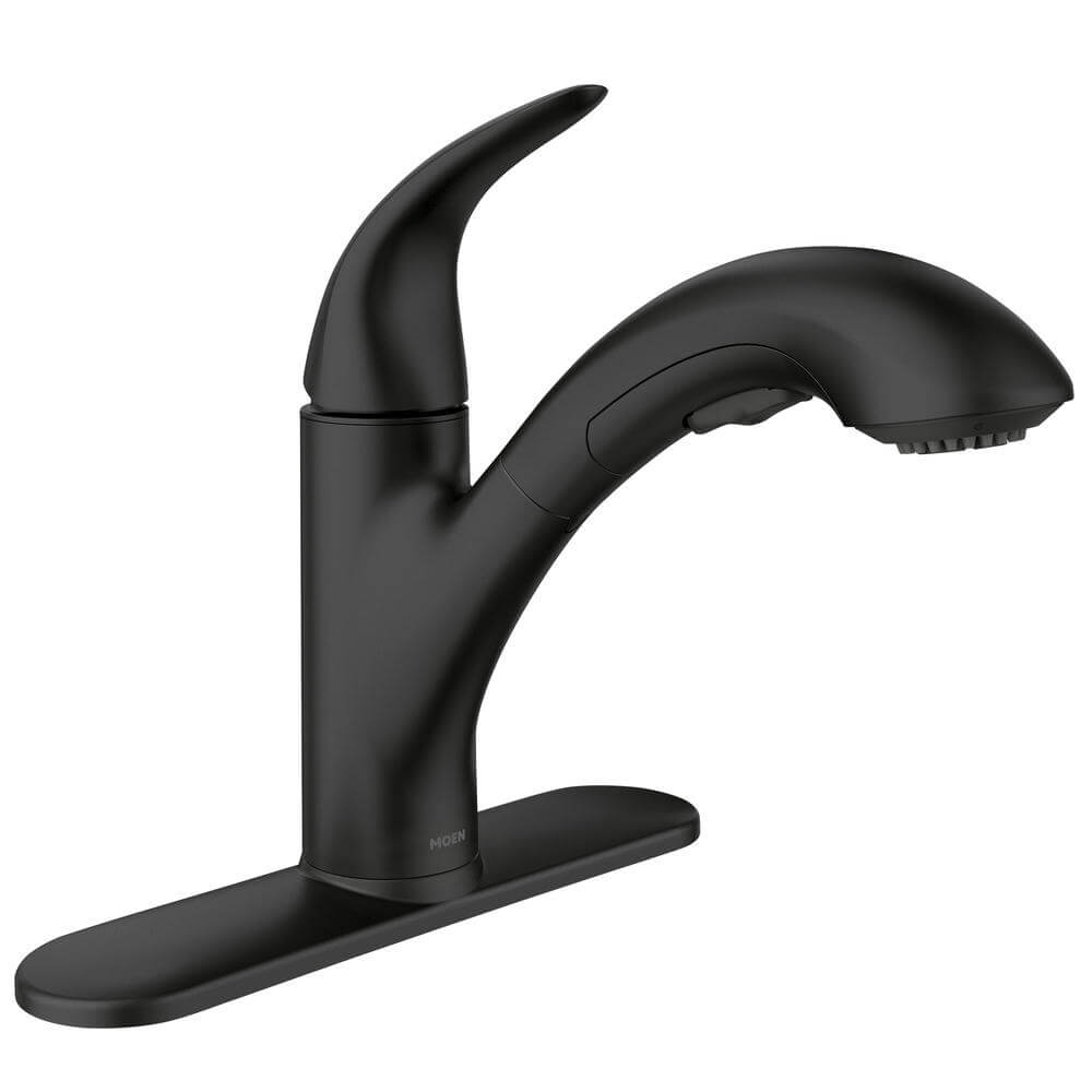 Single-lever pull-out kitchen faucet in matte black, an easy-to-operate accessible fixture