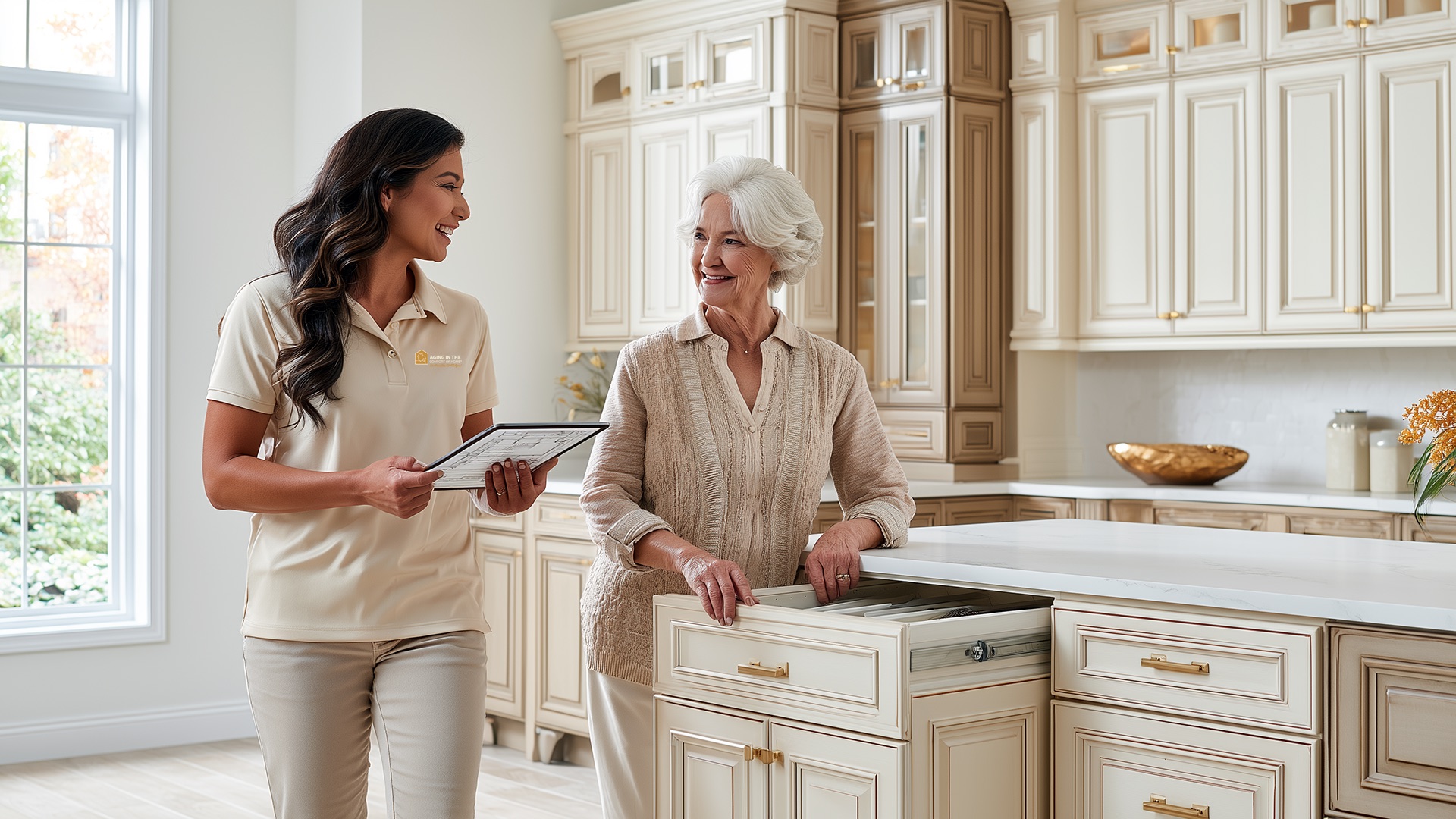 Aging In The Comfort Of Home® accessible kitchen remodel with reachable storage